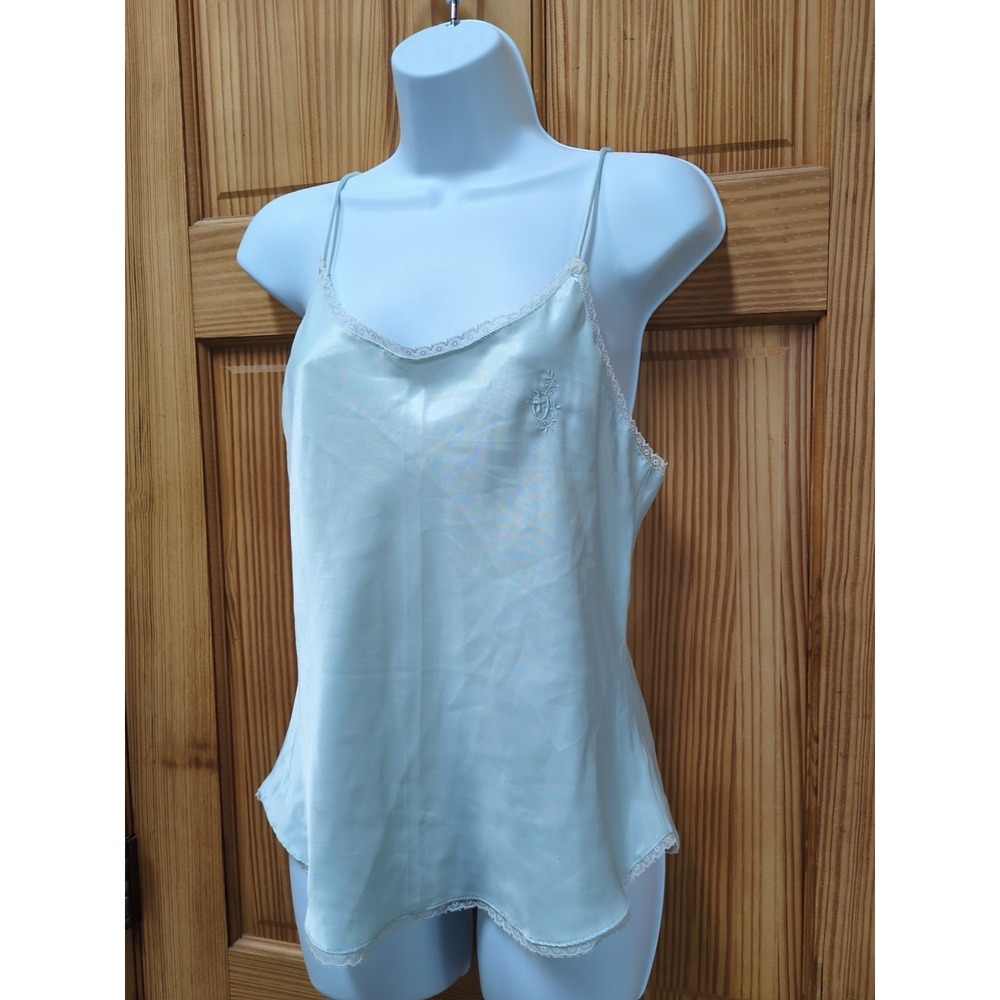 Vintage Olga Light Blue Camisole Cami Women's 34 Nylon w/ Lace Tank